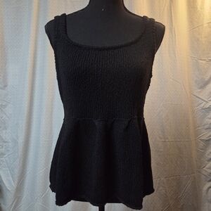 Old Navy Black Knit Peplum Tank Top Size S